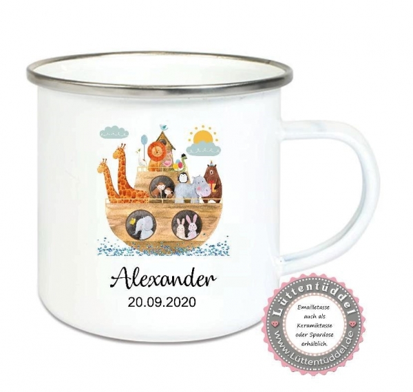 Blumentopf - Vase Arche personalisiert mit Name Taufe Geburt Kommunion Konfirmation Firmung Einschulung Geburtstag von Lüttentüddel®